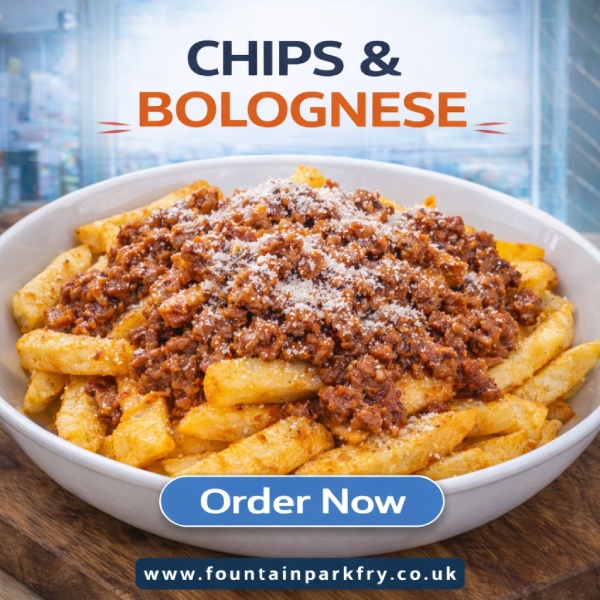 Fountain Park Fry Edinburgh chips and bolognese